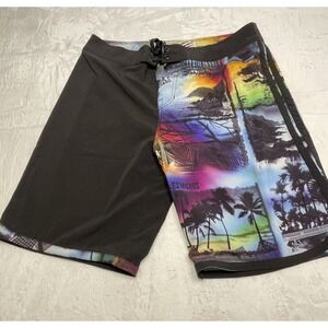 Micros Shorts Mens Tagged 36 Black‎ Swimwear Palm Tree Beach Pattern